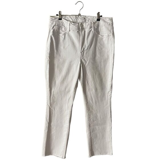 Good American 15 Straight Leg Jeans White Denim Raw Hem High Rise FLAWED - Picture 1 of 12